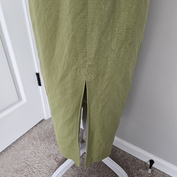 Jessica Howard Petite Vintage Women's Linen Blend Green Maxi Sheath Dress Sz 10P - Picture 8 of 9